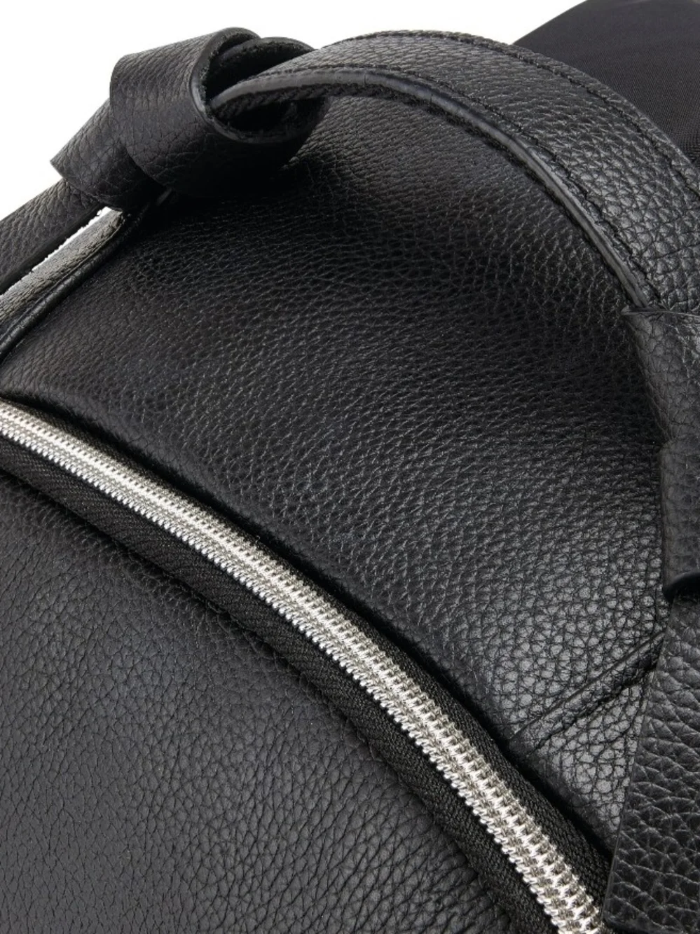 Samsonite Black Leather Backpack with Silver Zippers 14